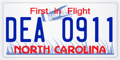 NC license plate DEA0911