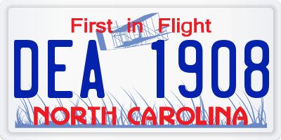NC license plate DEA1908