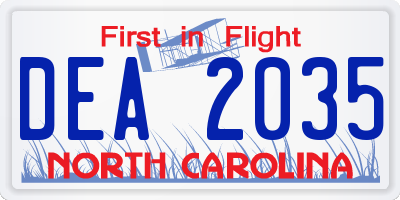 NC license plate DEA2035