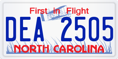 NC license plate DEA2505