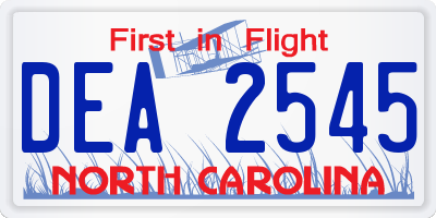 NC license plate DEA2545