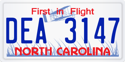 NC license plate DEA3147