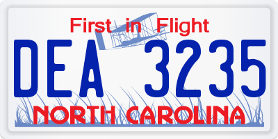 NC license plate DEA3235