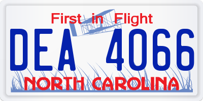 NC license plate DEA4066