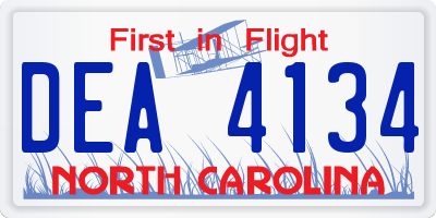 NC license plate DEA4134