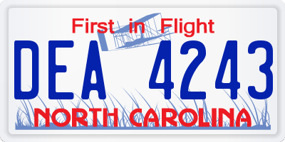 NC license plate DEA4243