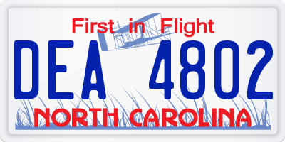 NC license plate DEA4802