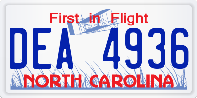 NC license plate DEA4936