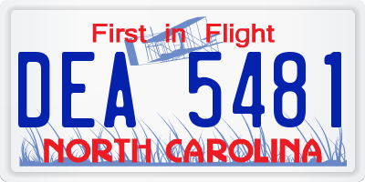 NC license plate DEA5481