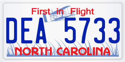 NC license plate DEA5733