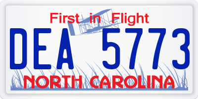 NC license plate DEA5773