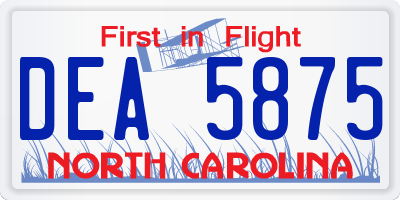NC license plate DEA5875
