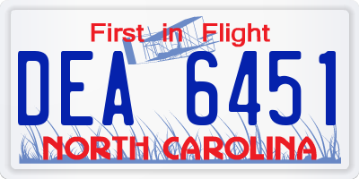 NC license plate DEA6451
