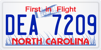 NC license plate DEA7209