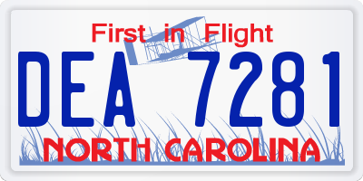 NC license plate DEA7281