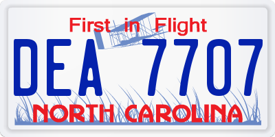 NC license plate DEA7707