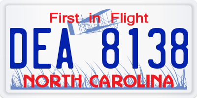 NC license plate DEA8138