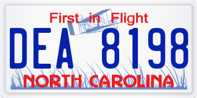 NC license plate DEA8198