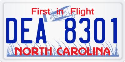 NC license plate DEA8301