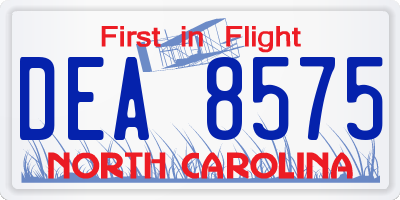 NC license plate DEA8575