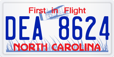 NC license plate DEA8624