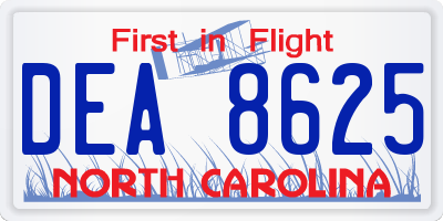 NC license plate DEA8625