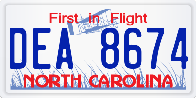 NC license plate DEA8674