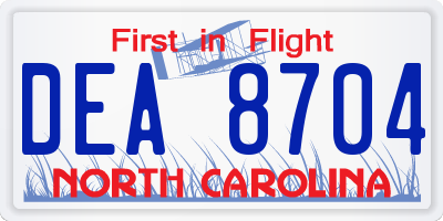 NC license plate DEA8704