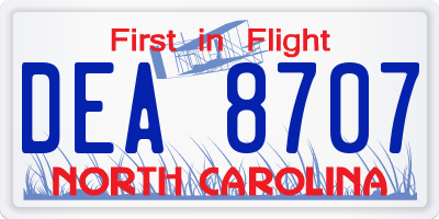 NC license plate DEA8707