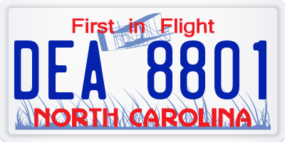 NC license plate DEA8801