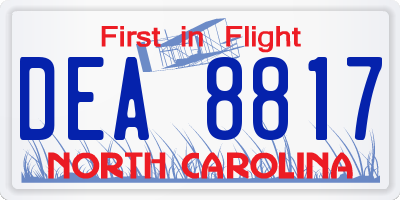 NC license plate DEA8817