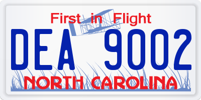 NC license plate DEA9002