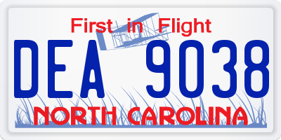 NC license plate DEA9038