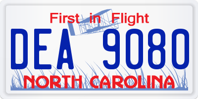 NC license plate DEA9080