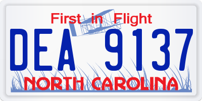 NC license plate DEA9137