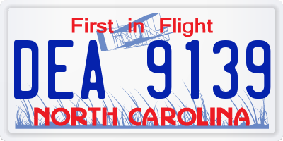 NC license plate DEA9139