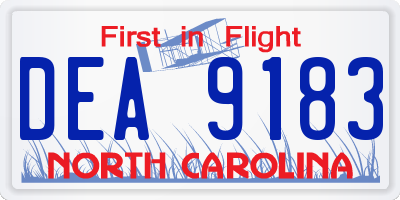 NC license plate DEA9183