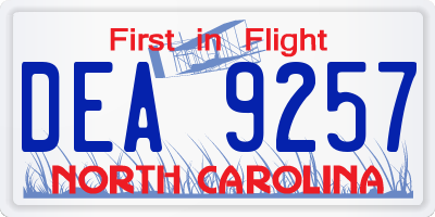 NC license plate DEA9257
