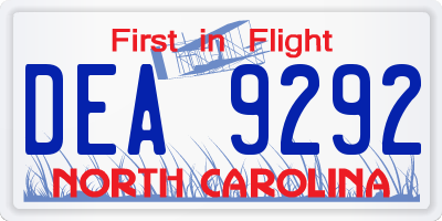 NC license plate DEA9292