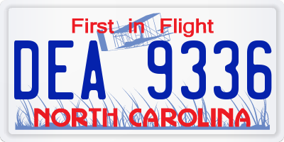 NC license plate DEA9336