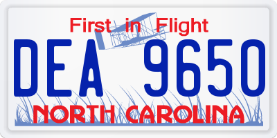 NC license plate DEA9650