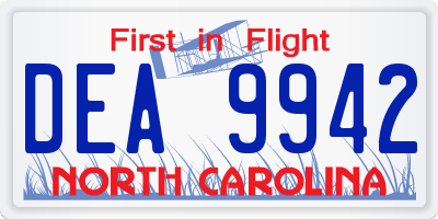 NC license plate DEA9942