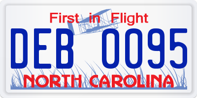 NC license plate DEB0095