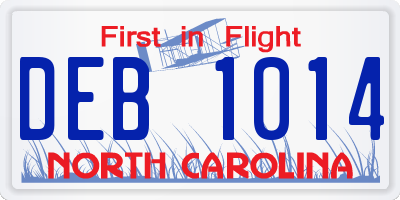 NC license plate DEB1014