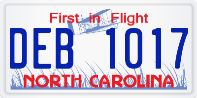 NC license plate DEB1017