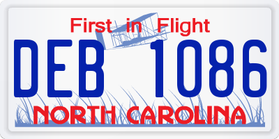 NC license plate DEB1086