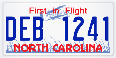 NC license plate DEB1241