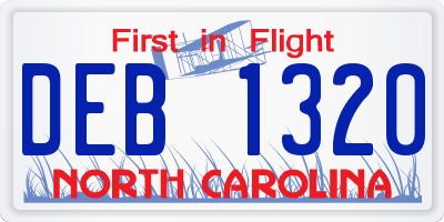 NC license plate DEB1320