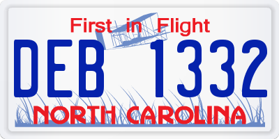 NC license plate DEB1332