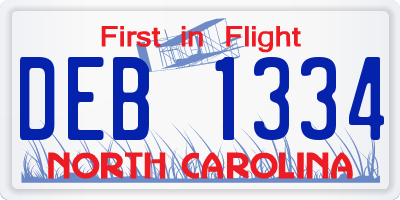 NC license plate DEB1334